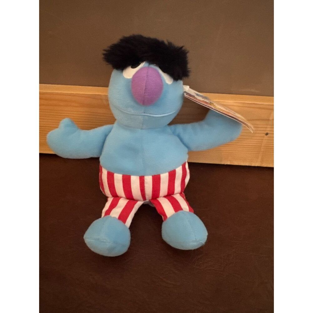 Vintage 1997 Tyco Sesame Street Blue Herry Monster Beans Stuffed Animal